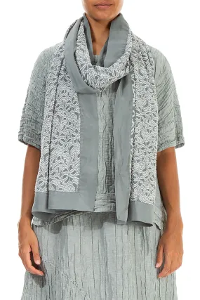 Sage Flower Print Silk Chiffon Scarf