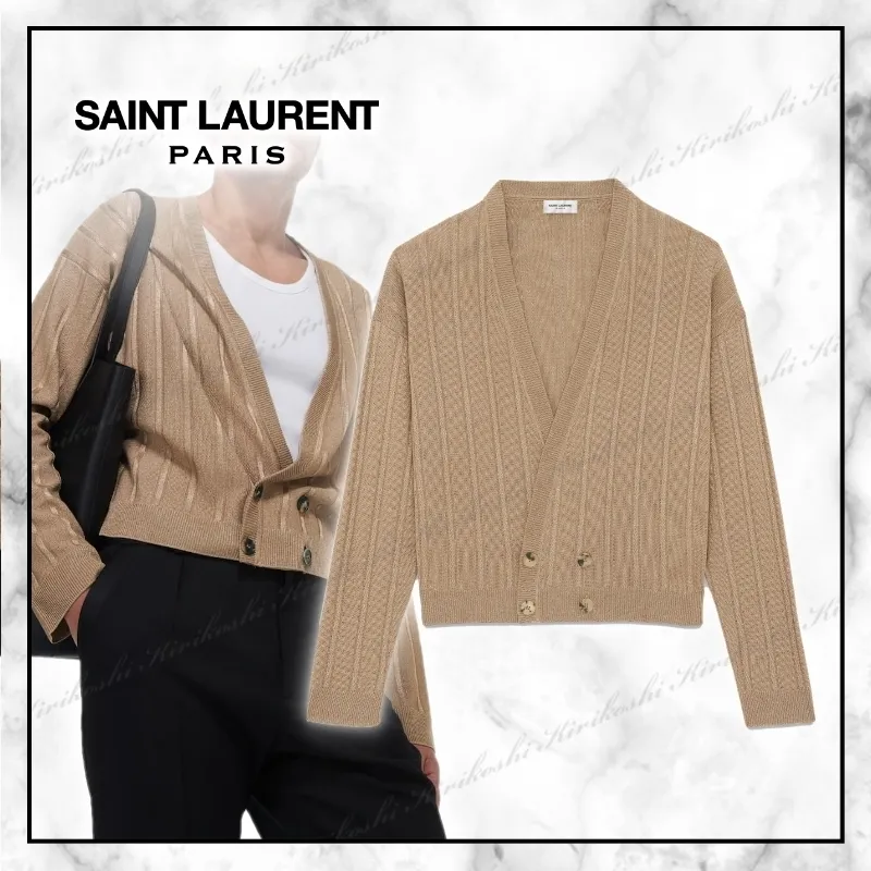 Luxury Cardigans in Stripes Plain by Saint Laurent