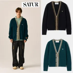 SATUR Unisex Cardigans | Street Style Logo Plain