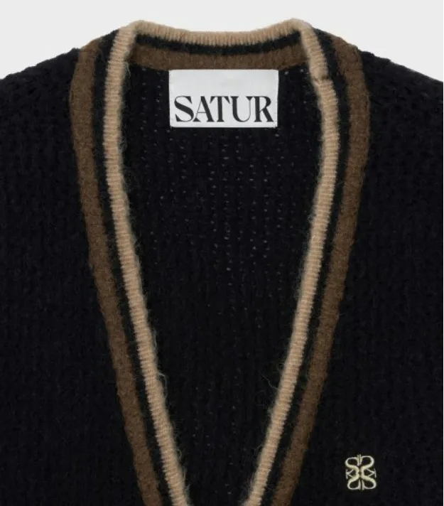 SATUR Unisex Cardigans | Street Style Logo Plain