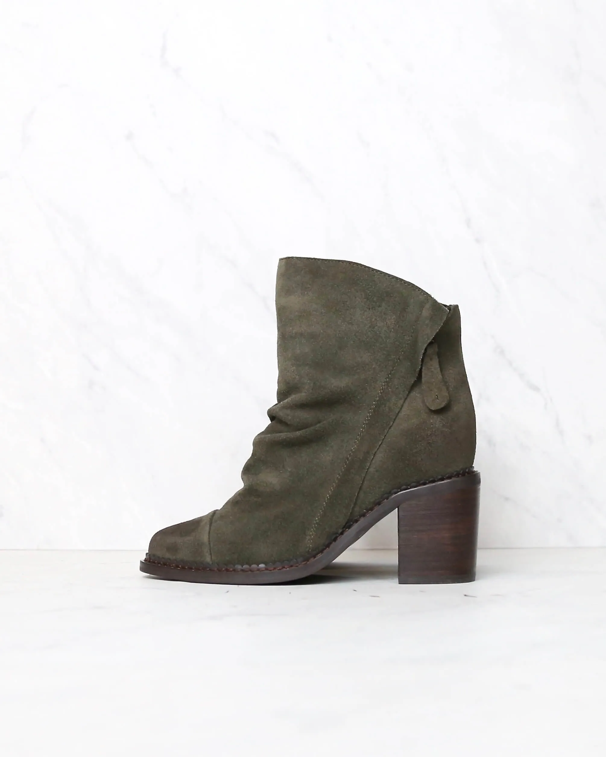 Sbicca Millie Green Suede Leather Booties - Women's