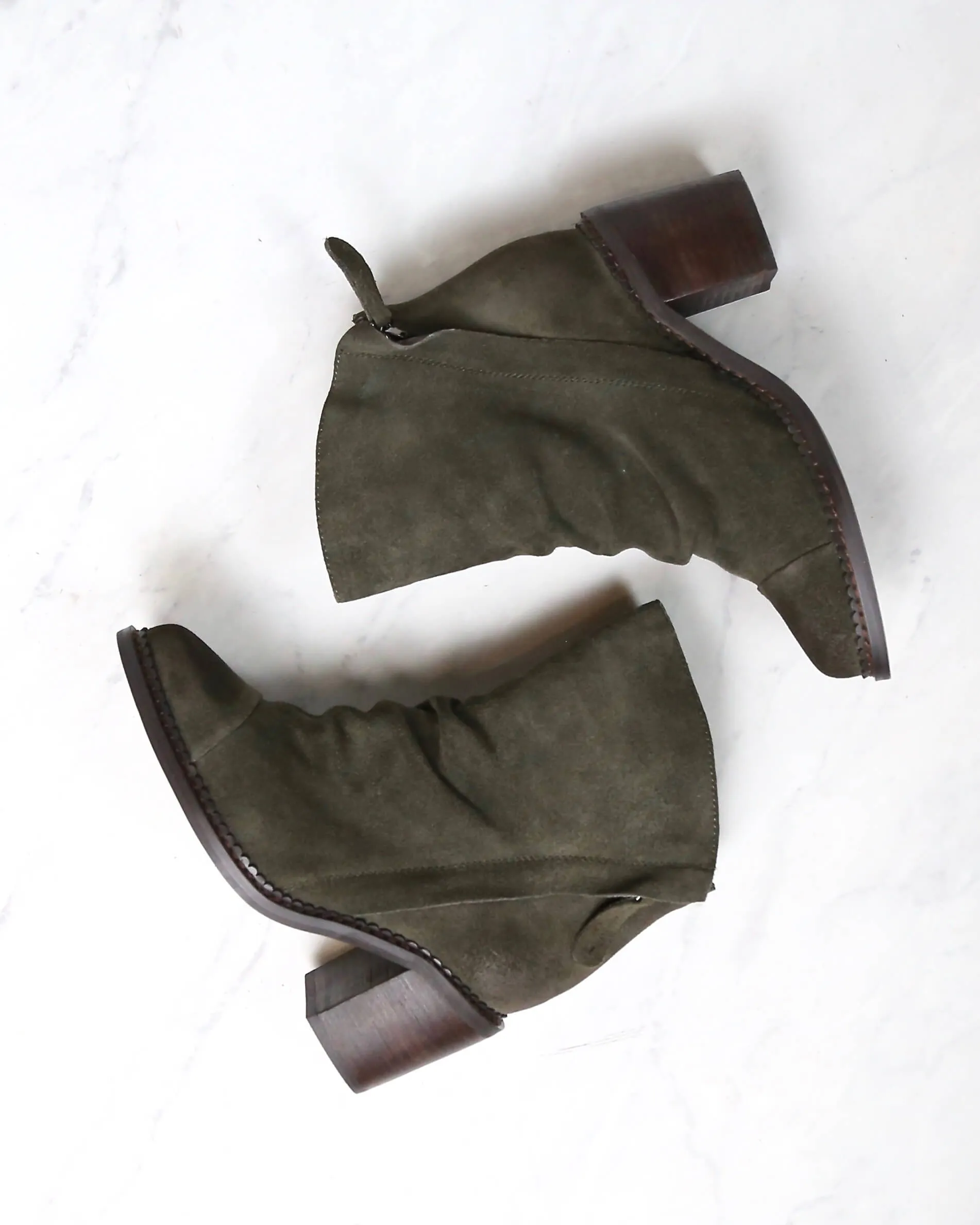 Sbicca Millie Green Suede Leather Booties - Women's