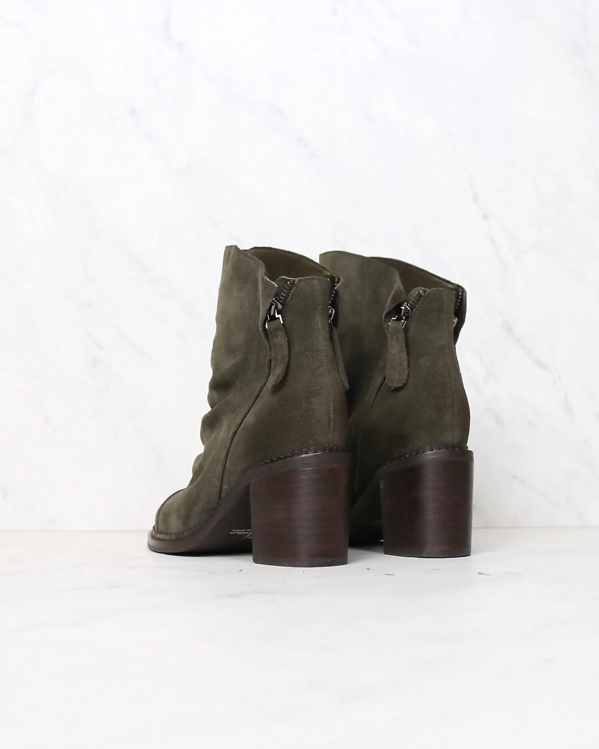 Sbicca Millie Green Suede Leather Booties - Women's