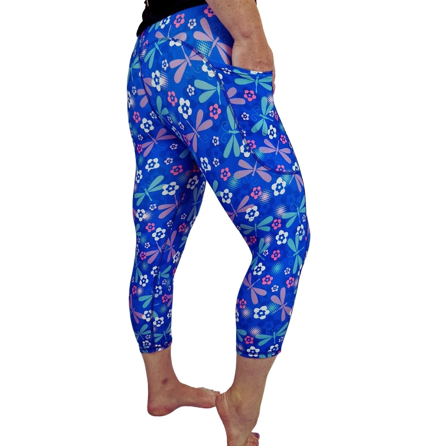 SCULPT Yoga Capri Leggings - Dragonfly Garden