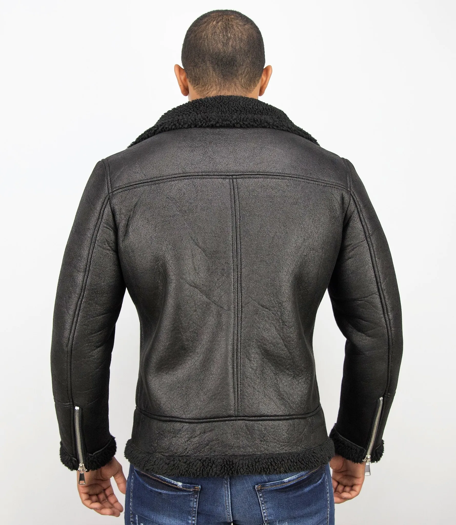 Men's Black Short Lammy Coat.