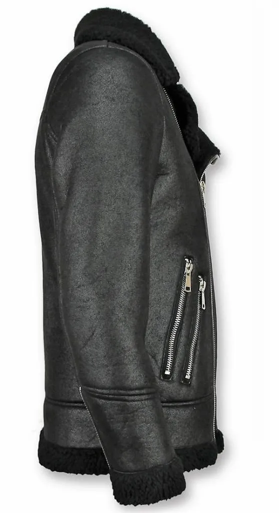 Men's Black Short Lammy Coat.