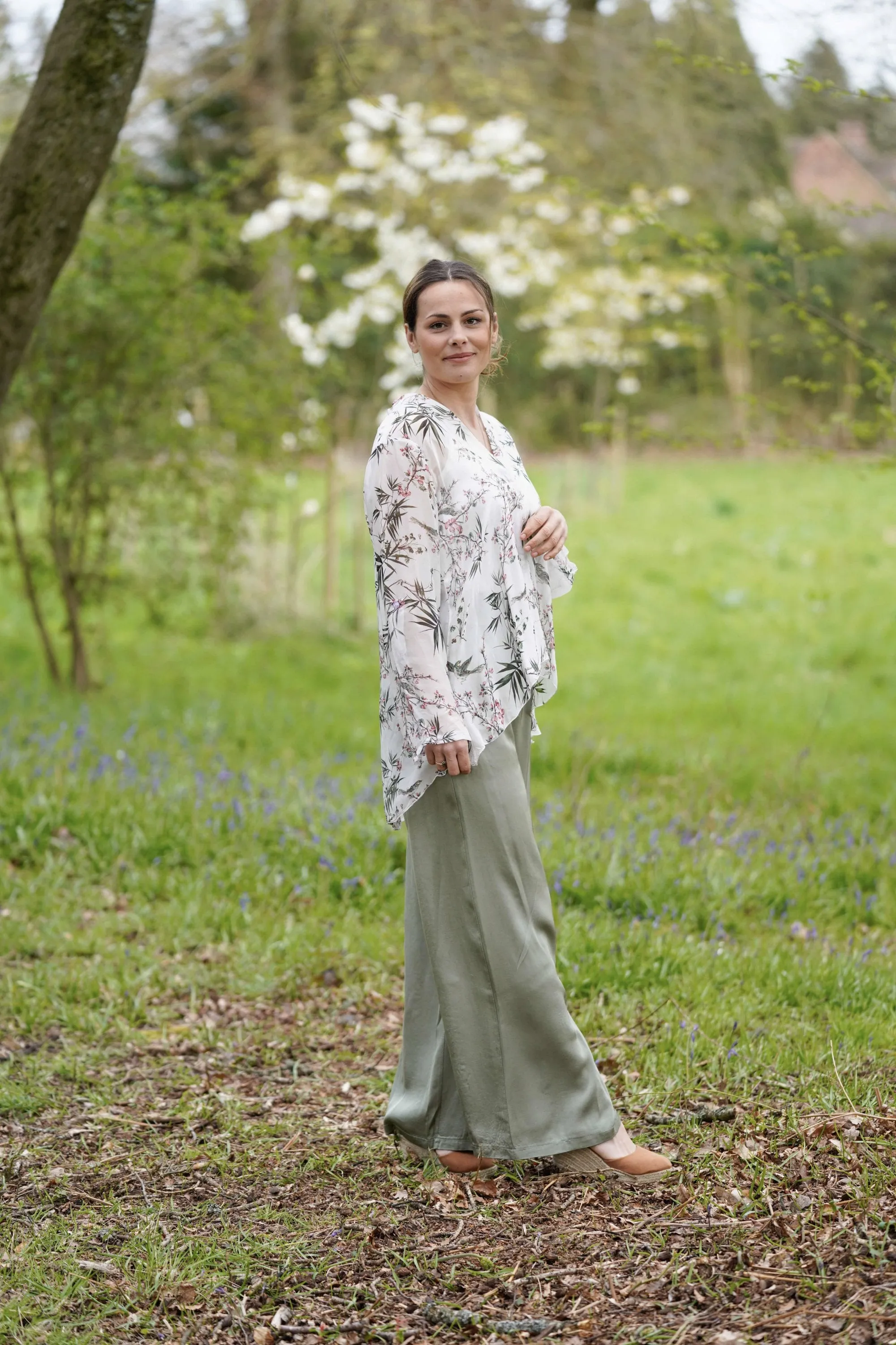 Elasticated Silk Trousers by Sophie