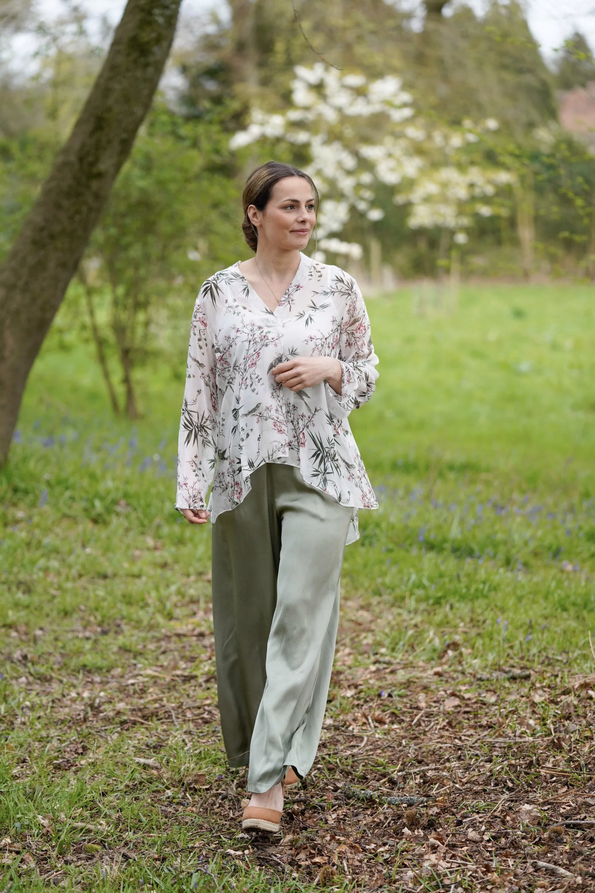 Elasticated Silk Trousers by Sophie