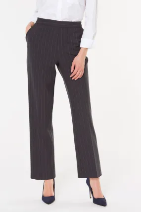 Stripe Pull On Elasticated Trousers Straight Leg