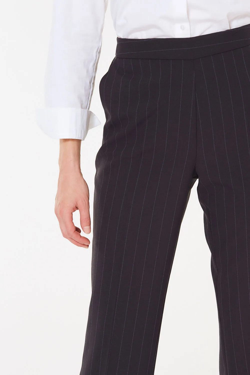 Stripe Pull On Elasticated Trousers Straight Leg