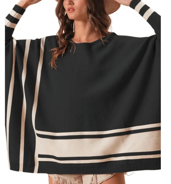 Striped Poncho Sweater