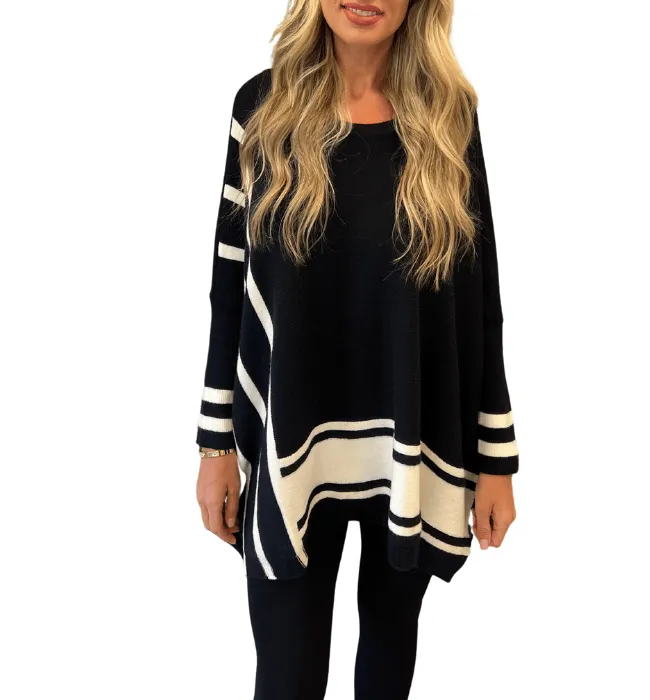 Striped Poncho Sweater