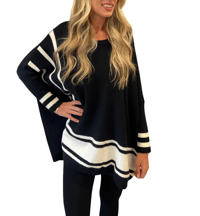 Striped Poncho Sweater