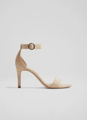 Stylish Beige Ivy Suede Heeled Sandals