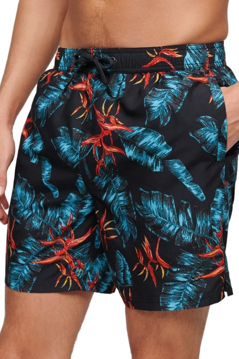 Superdry Hawaiian Print Swim Shorts Dark Navy Fire Available