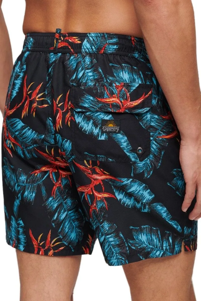 Superdry Hawaiian Print Swim Shorts Dark Navy Fire Available