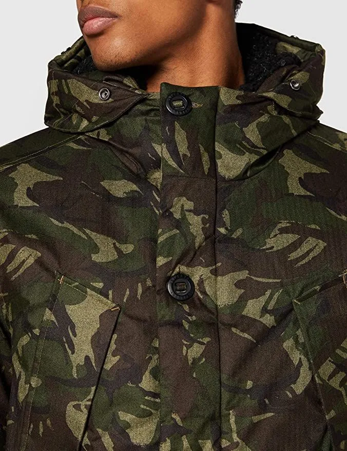 Green Superdry Hooded Everest Puffer Jacket Marl Camo