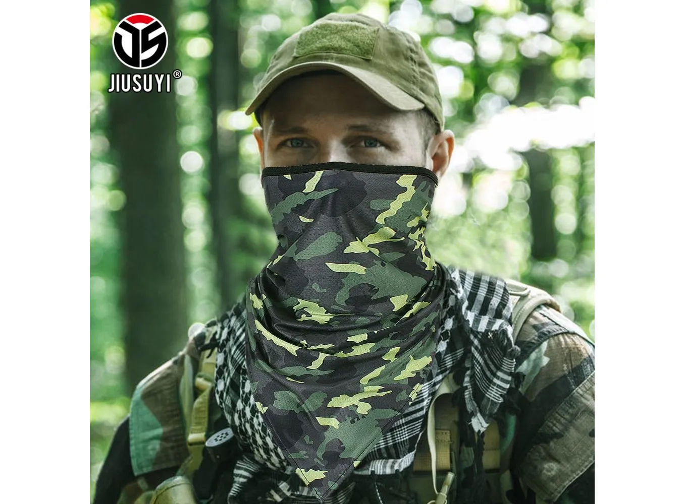 Tactical Camo Face Mask Neck Gaiter Headband Black Cool Men Women