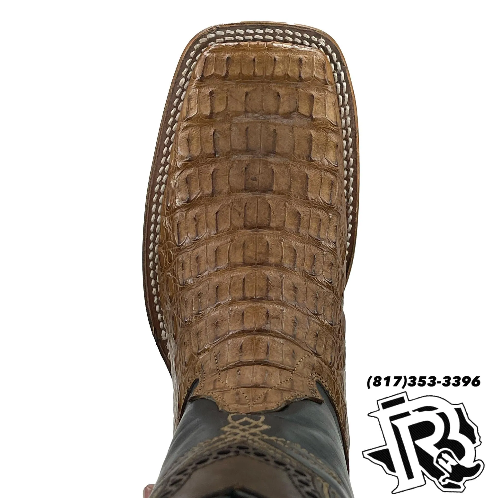 Tan Caiman Hornback Square Toe Men's Boots