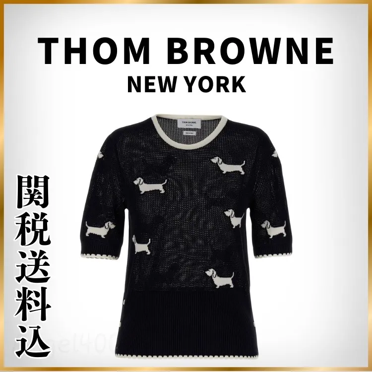 THOM BROWNE Cotton Short Sleeves Logo Cardigans: Buy Online