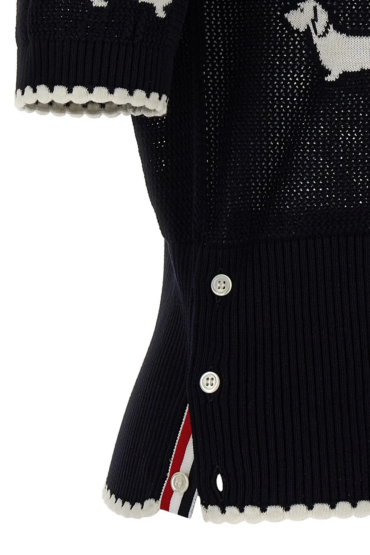 THOM BROWNE Cotton Short Sleeves Logo Cardigans: Buy Online