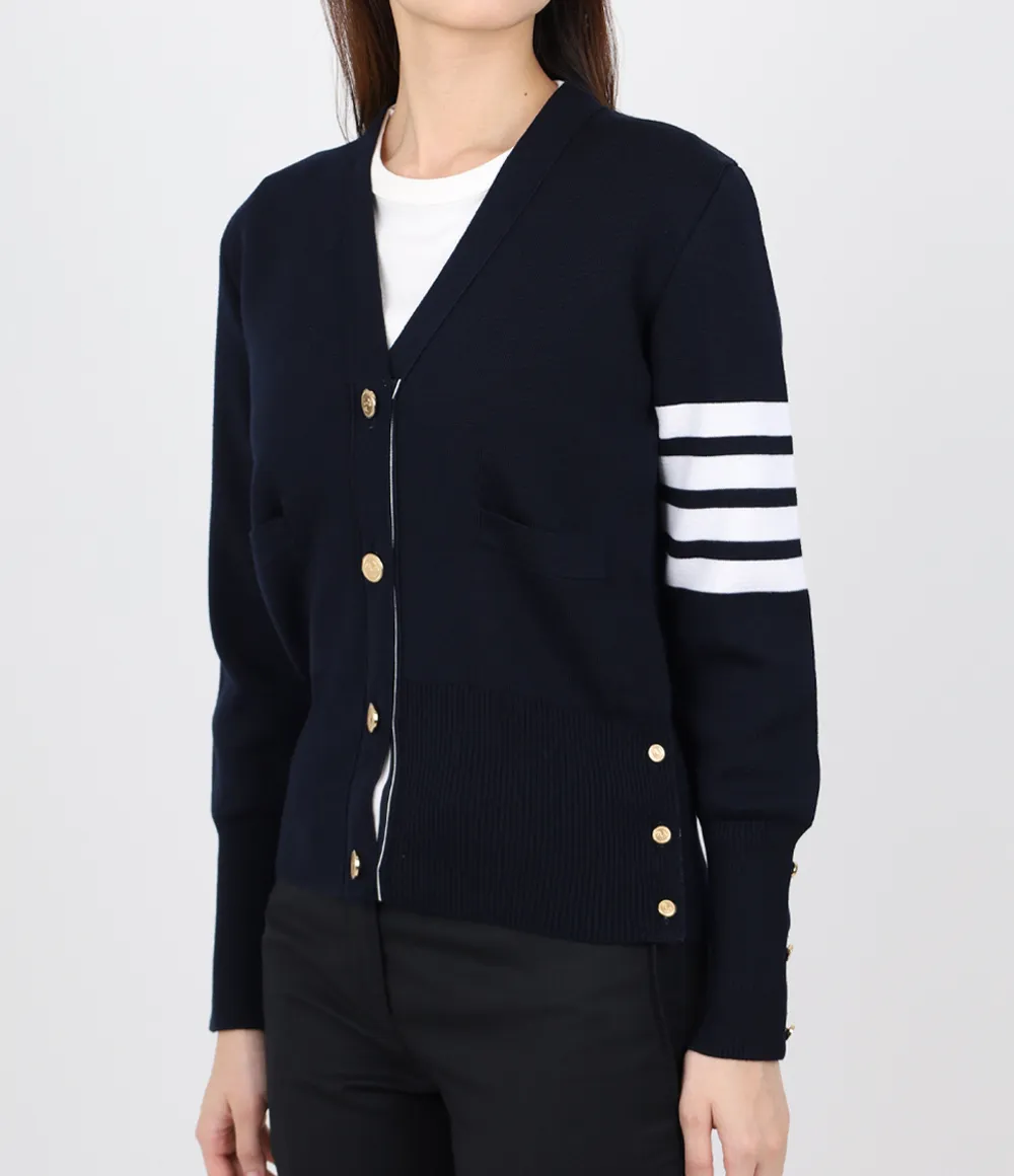 THOM BROWNE Unisex Logo Cardigans - Street Style, Plain Design