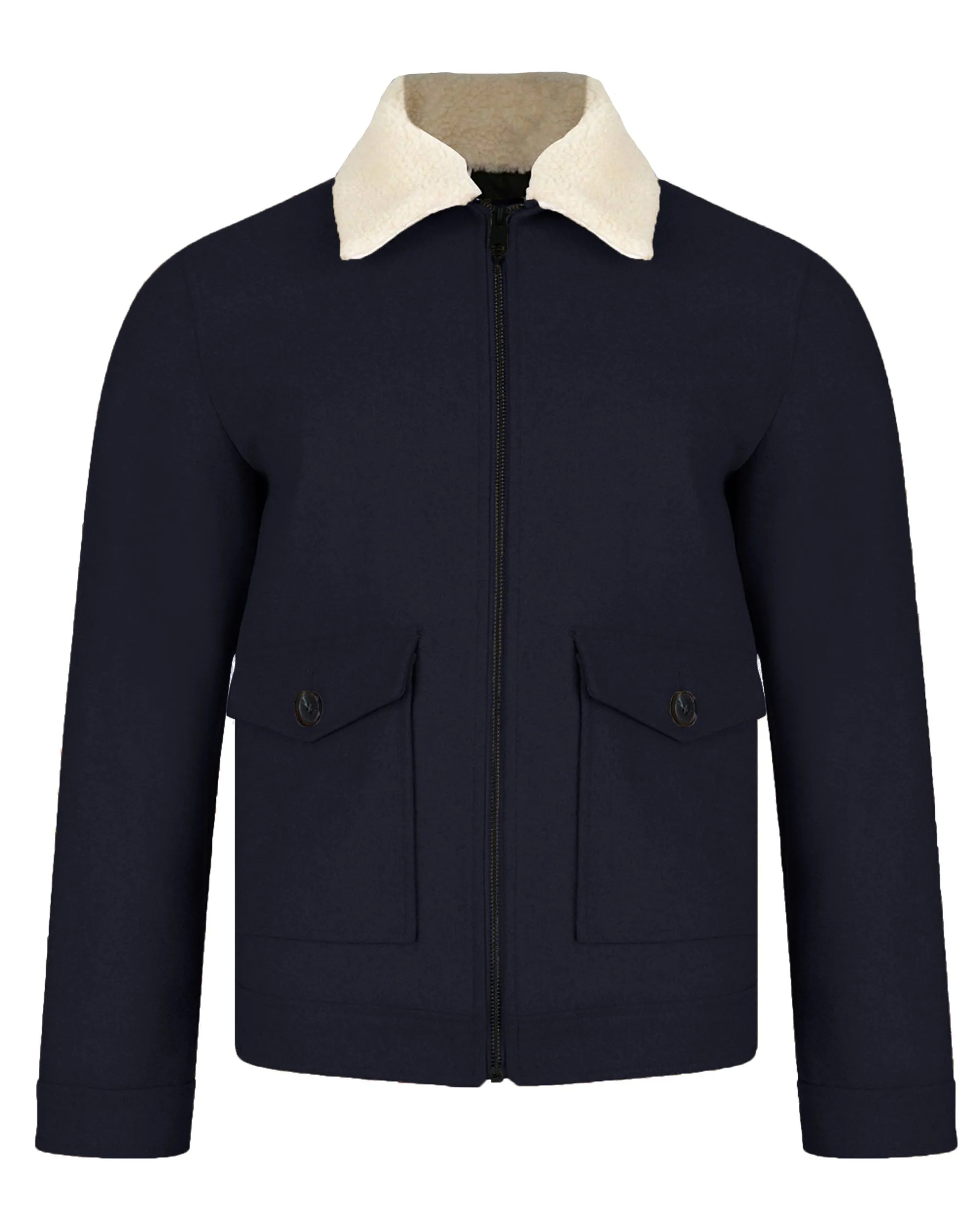 Navy Threadbare Belgrave Sherpa Collar Donkey Jacket