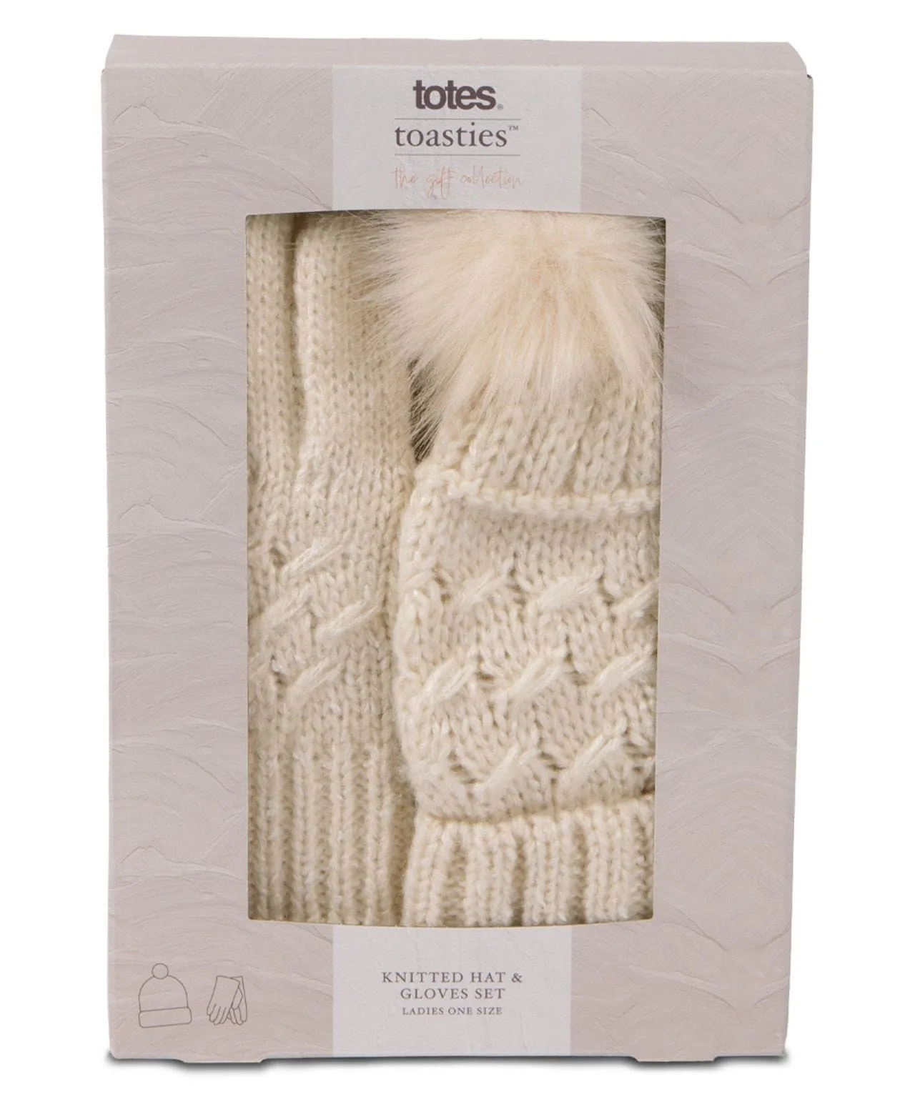 Ladies Cable Hat and Gloves Gift Set