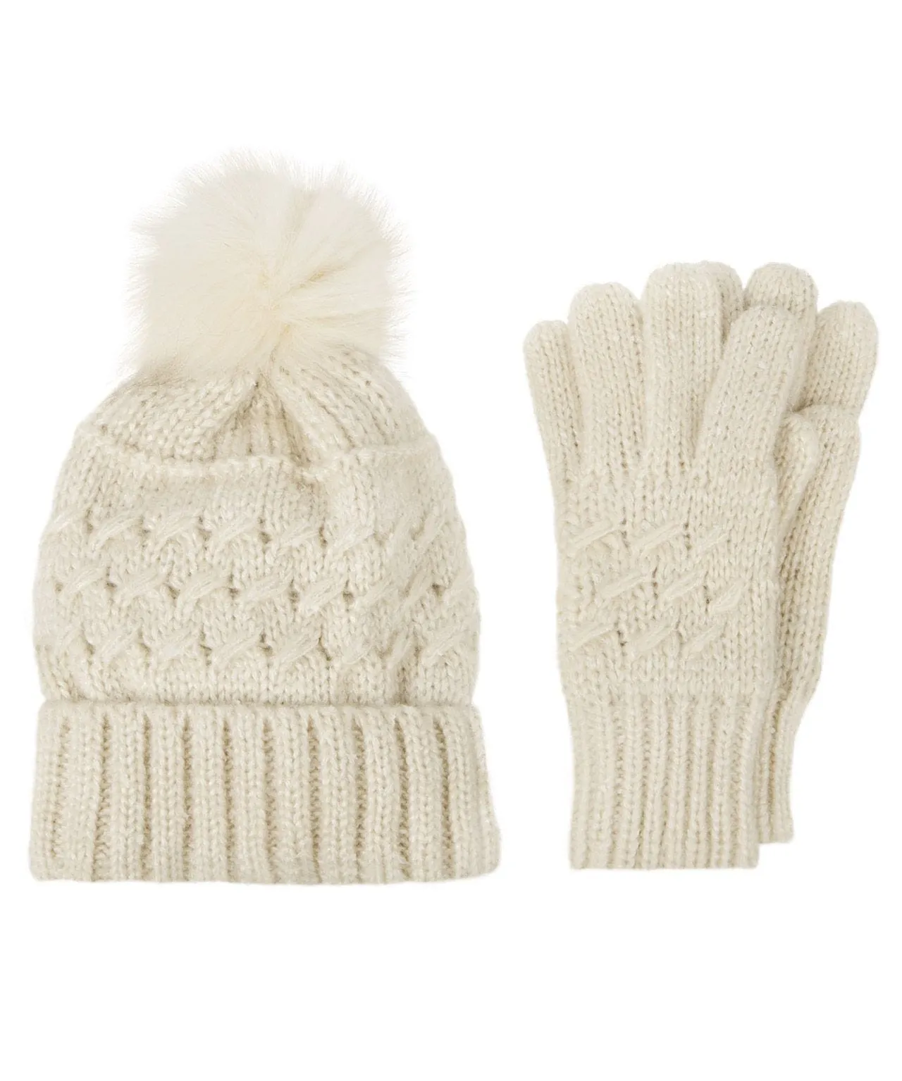 Ladies Cable Hat and Gloves Gift Set