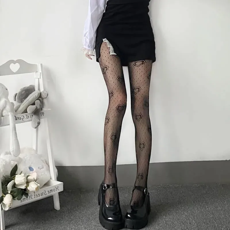 Ultra-thin Transparent Love Flower Mesh Stockings