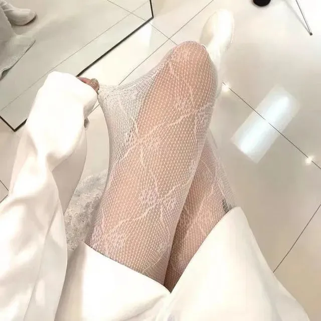 Ultra-thin Transparent Love Flower Mesh Stockings