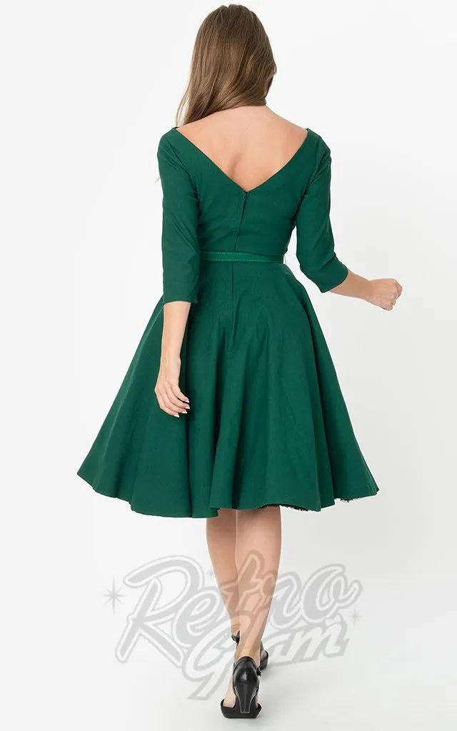 Unique Vintage 1950's Devon Swing Dress in Emerald Green L & 2XL left