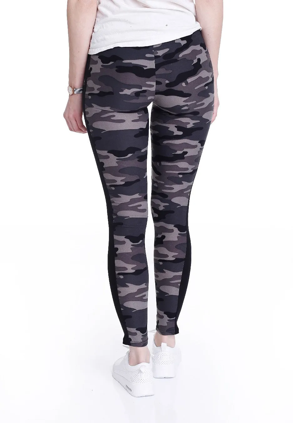 Urban Classics Camo Stripe Darkcamo Black Leggings