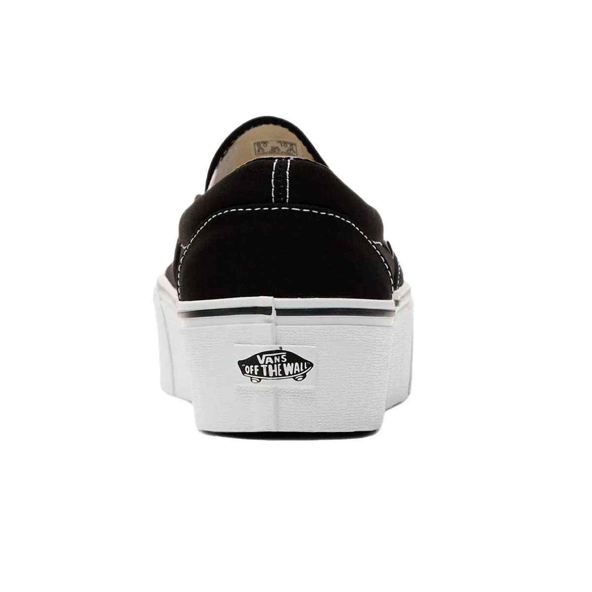 Vans Unisex Classic Slip-On Stackform Skateboarding Shoes in Canvas Black and True White