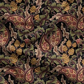 Victorian Paisley Print Linen Fabric for Bedding, Curtains, Dresses, Clothing, Table Cloth, and Pillows - Buy By The Yard Vintag