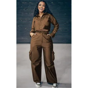 Vintage Buttoned Crop Top and Pant Set SEO optimized