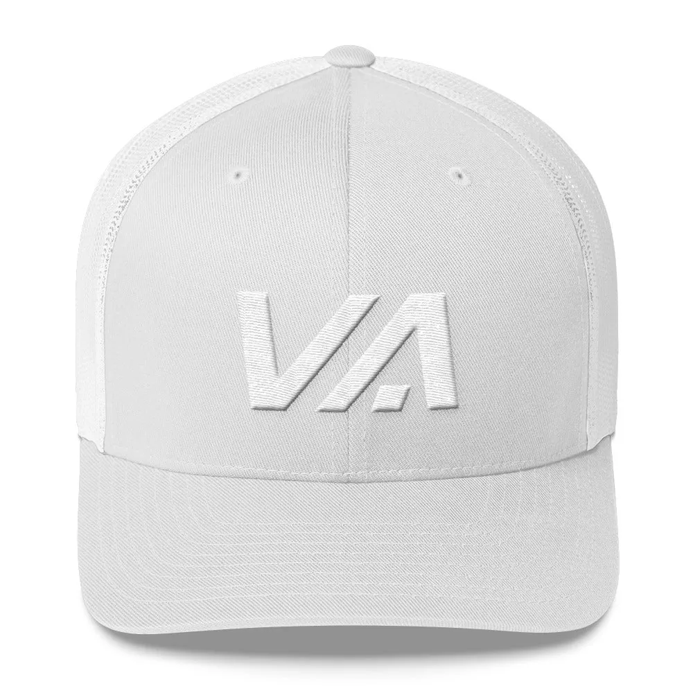 Virginia Mesh Back Trucker Cap with White Embroidery - VA - Various Hat Colors Available