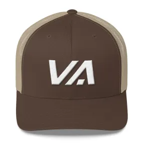 Virginia Mesh Back Trucker Cap with White Embroidery - VA - Various Hat Colors Available