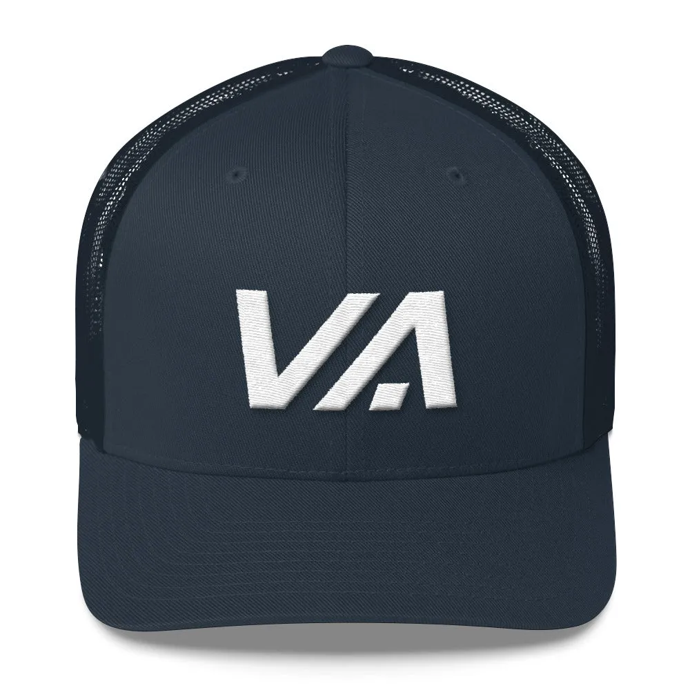 Virginia Mesh Back Trucker Cap with White Embroidery - VA - Various Hat Colors Available