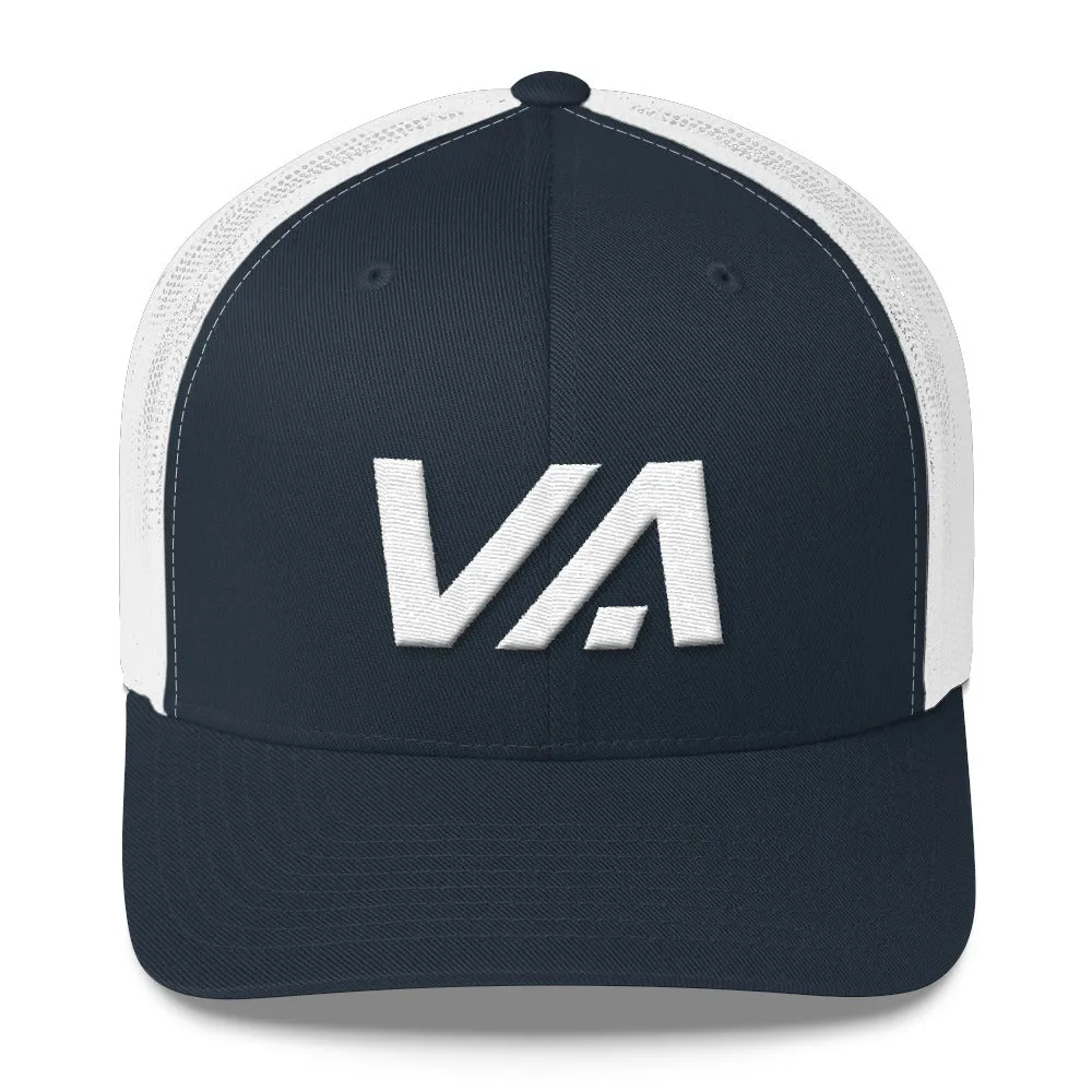 Virginia Mesh Back Trucker Cap with White Embroidery - VA - Various Hat Colors Available