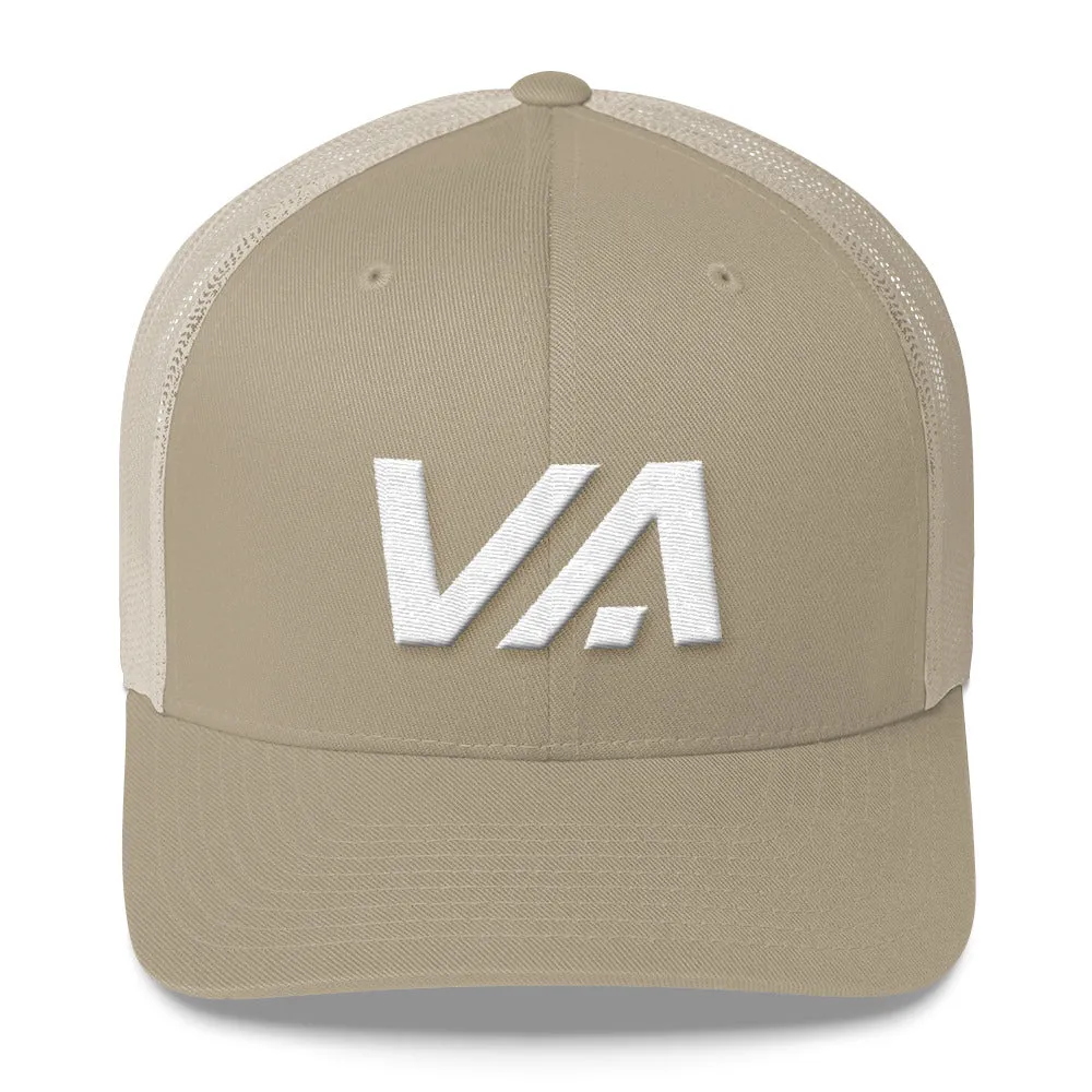 Virginia Mesh Back Trucker Cap with White Embroidery - VA - Various Hat Colors Available