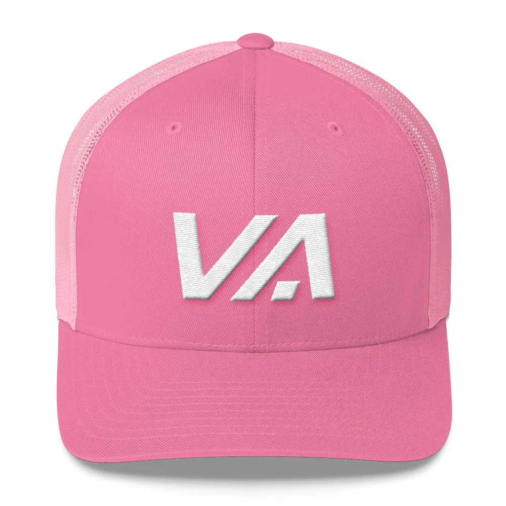 Virginia Mesh Back Trucker Cap with White Embroidery - VA - Various Hat Colors Available