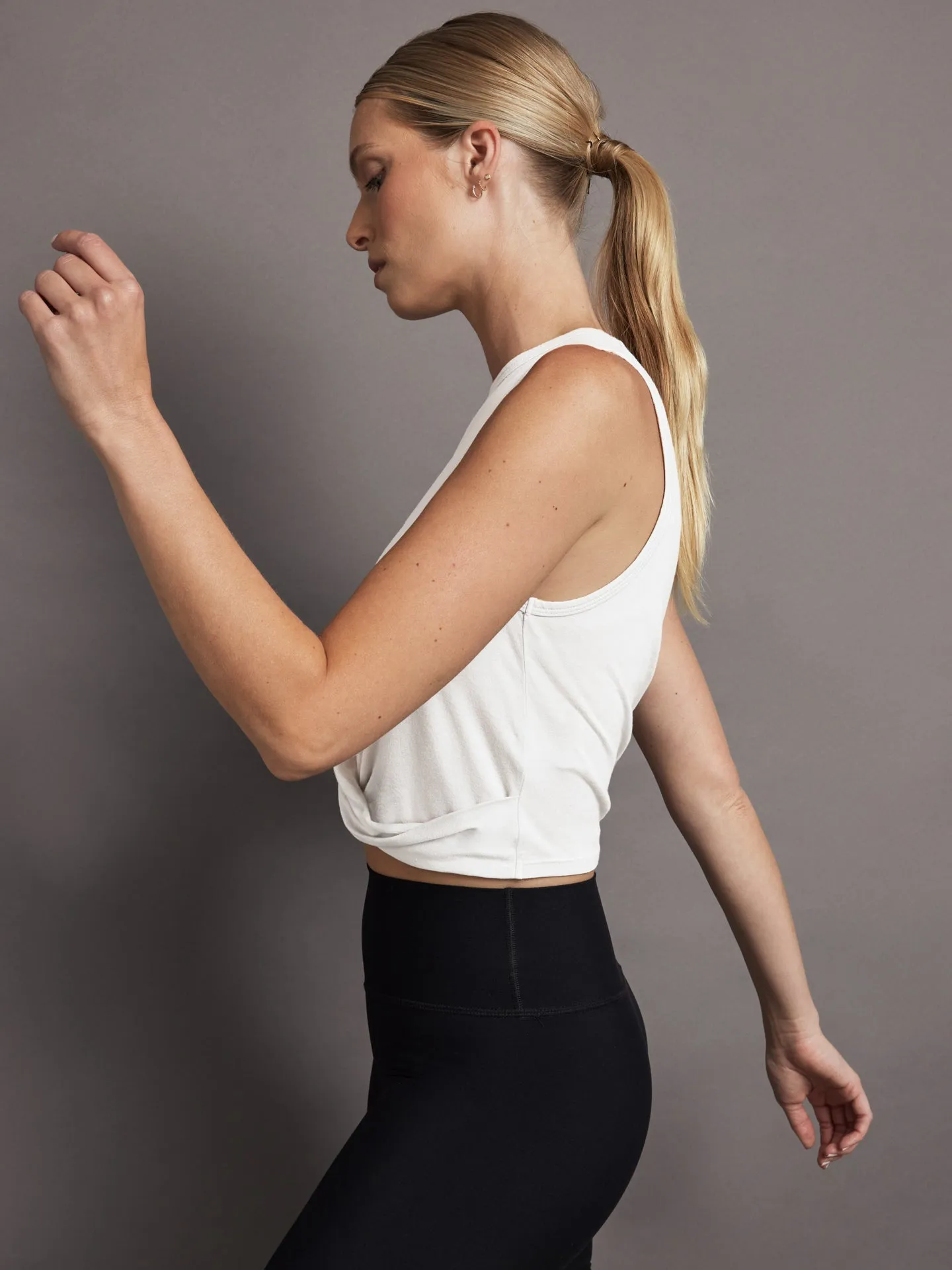 White Front Twist Tank Top