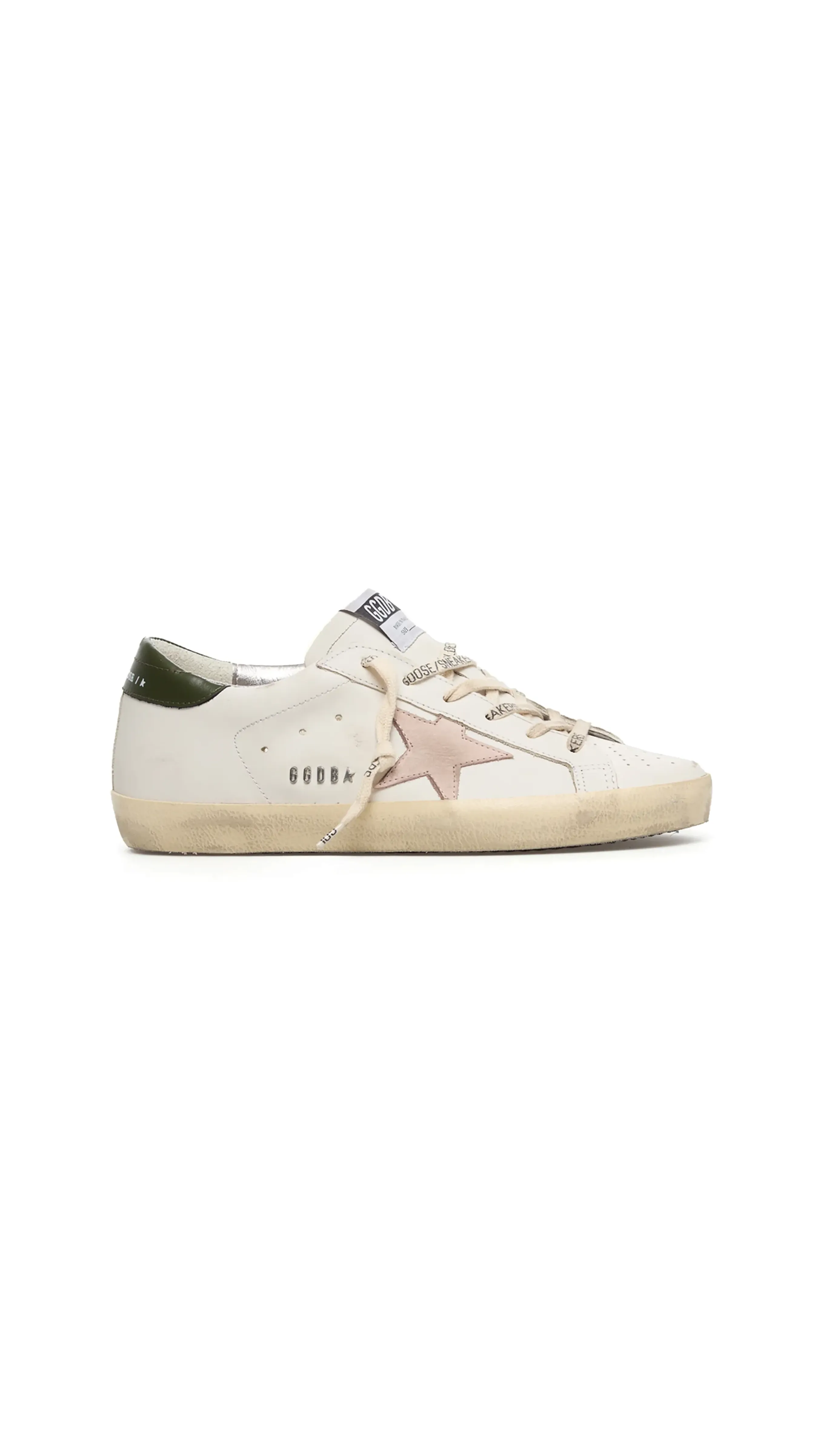 White Khaki Pink Super Star Sneakers