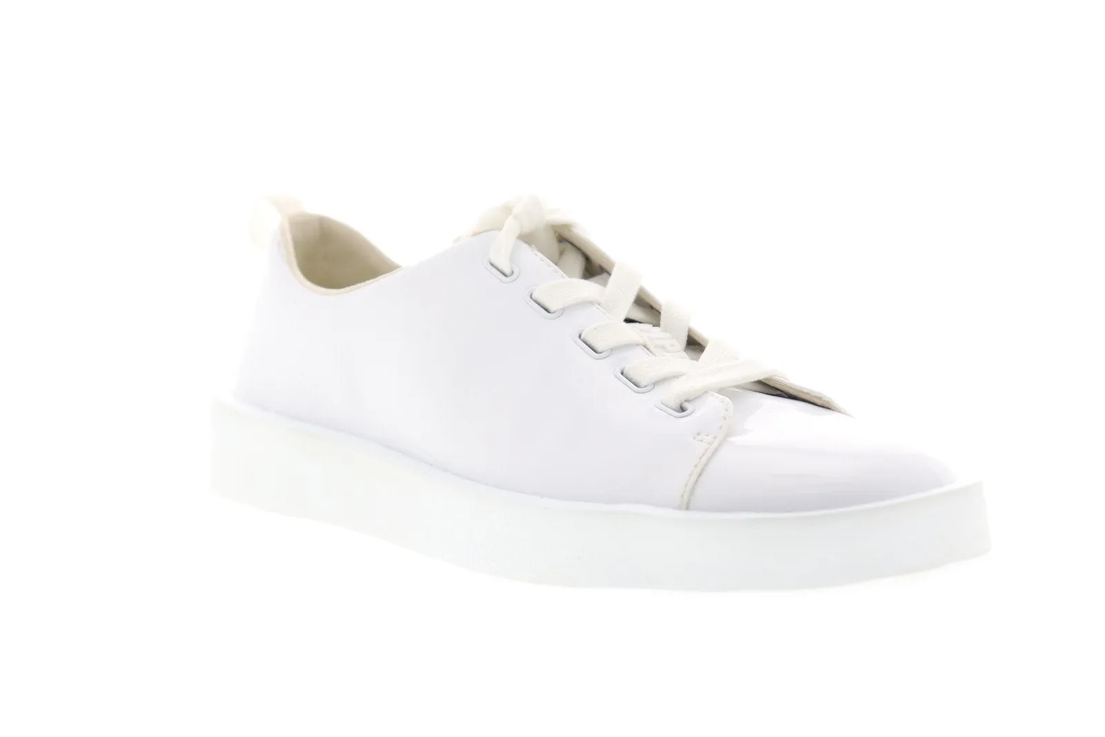 White Leather Low Top Lace Up Euro Sneakers for Men by Camper