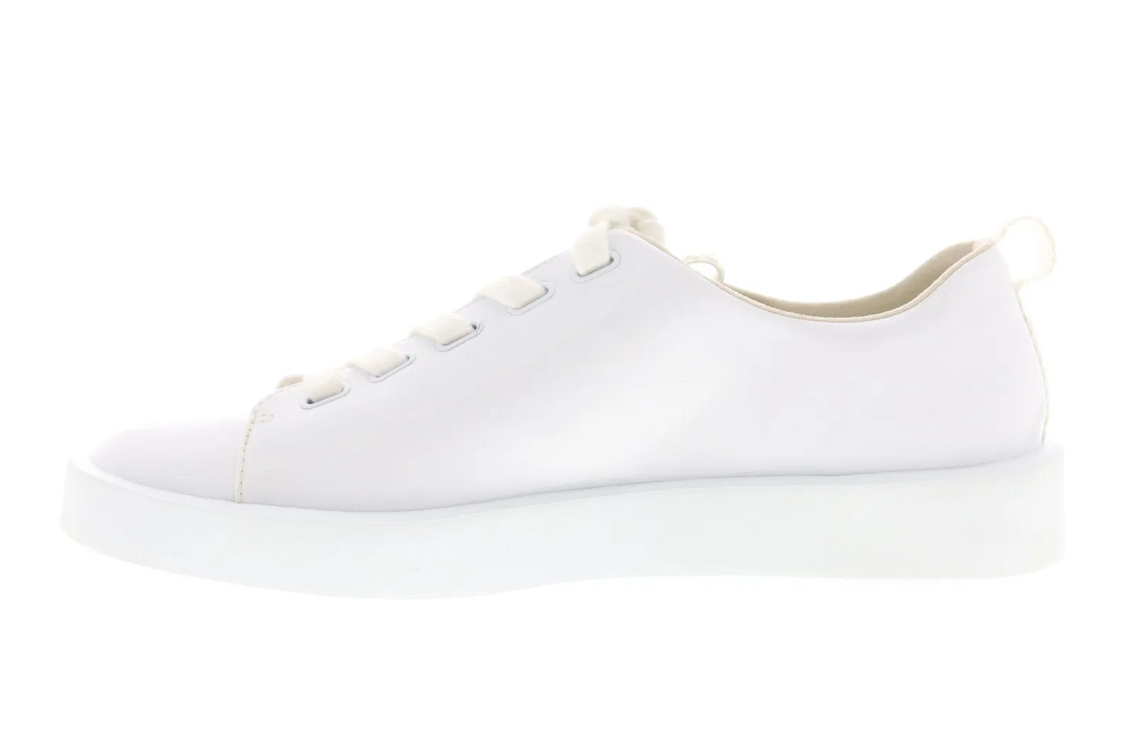 White Leather Low Top Lace Up Euro Sneakers for Men by Camper