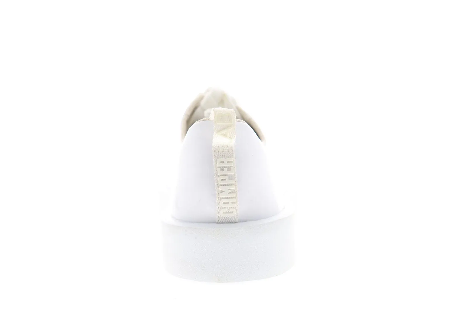 White Leather Low Top Lace Up Euro Sneakers for Men by Camper