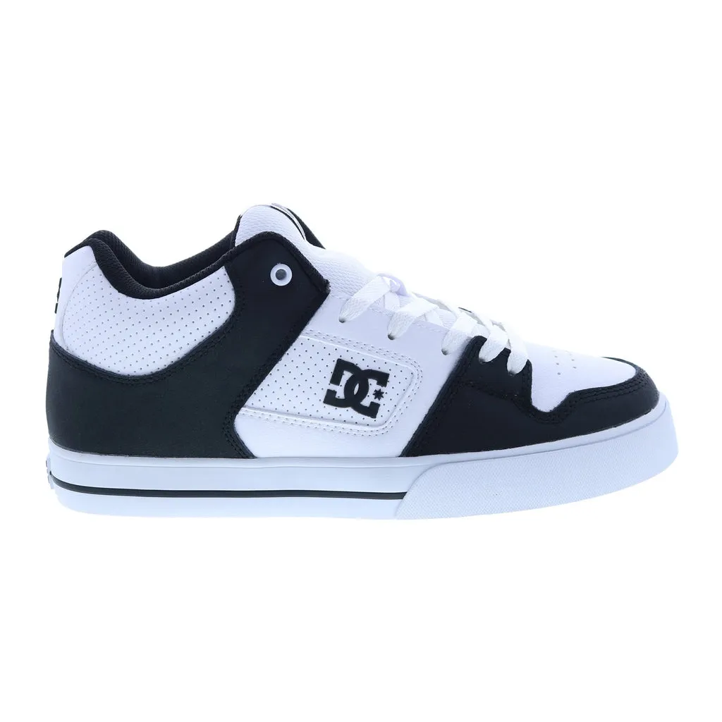 White Leather Skate Inspired Sneakers Shoes for Men - DC Pure Mid ADYS400082-WBI