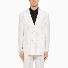 white linen striped blazer