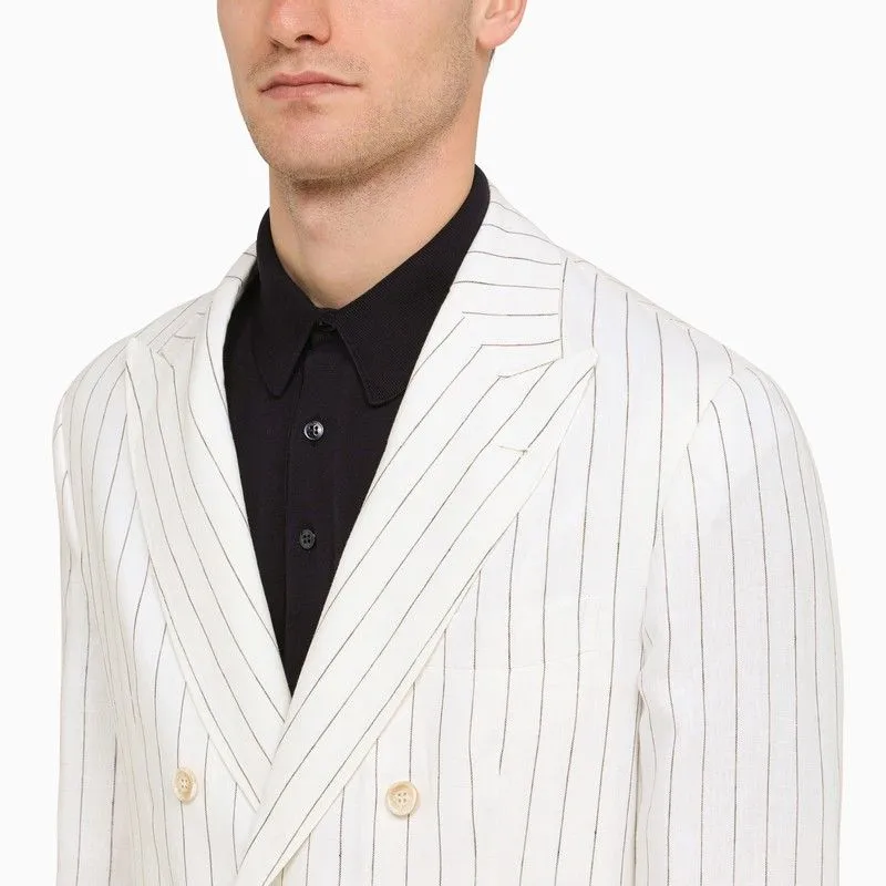 white linen striped blazer